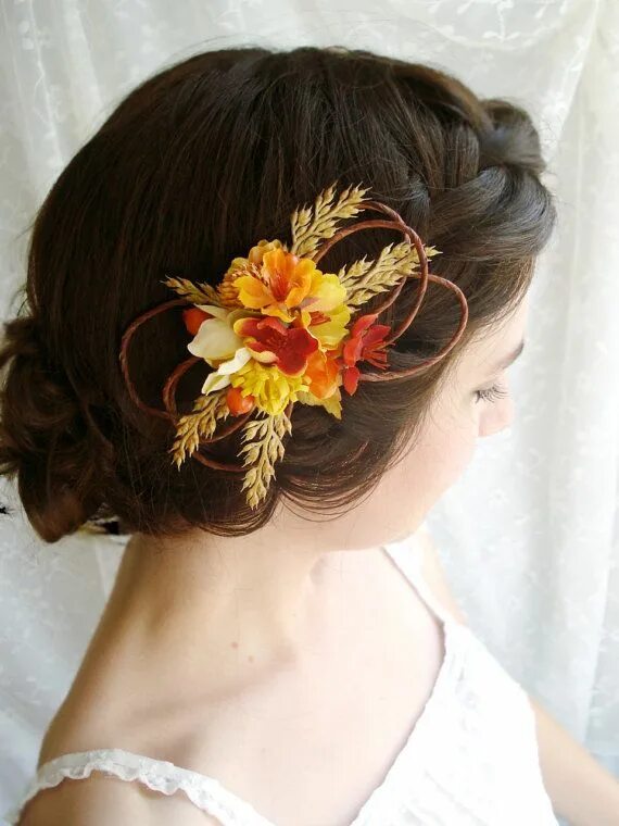 Прическа на осенний бал для девочек autumn wedding hair clip - BARN DANCE - a flower accessory Fall wedding hairstyl