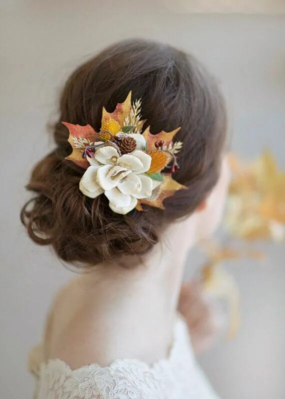 Прическа на осенний бал в школу Fall Hair Accessories Autumn Wedding Rustic Bridal - Etsy Fall wedding hairstyle