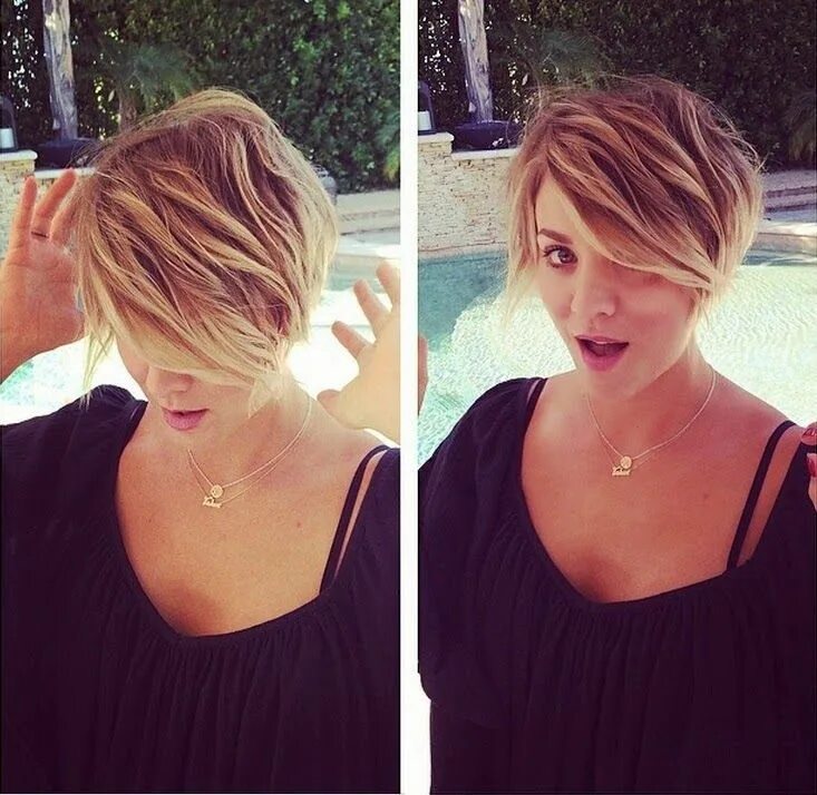 Прическа на отросшие короткие волосы BeautieSmoothie: KALEY CUOCO'S NEW PIXIE HAIR Kaley cuoco short hair, Short hair