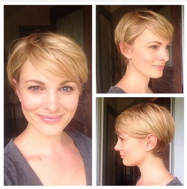 Прическа на отросшие короткие волосы Short blonde long layered pixie with highlights @Melanie #madabeauty #pixie #blo