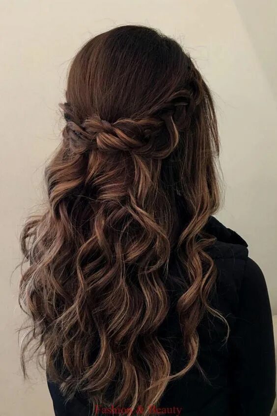 Прическа на распущенные волосы средней длины 28 Captivating Half Up Half Down Wedding Hairstyles---brunette wedding hairstyle