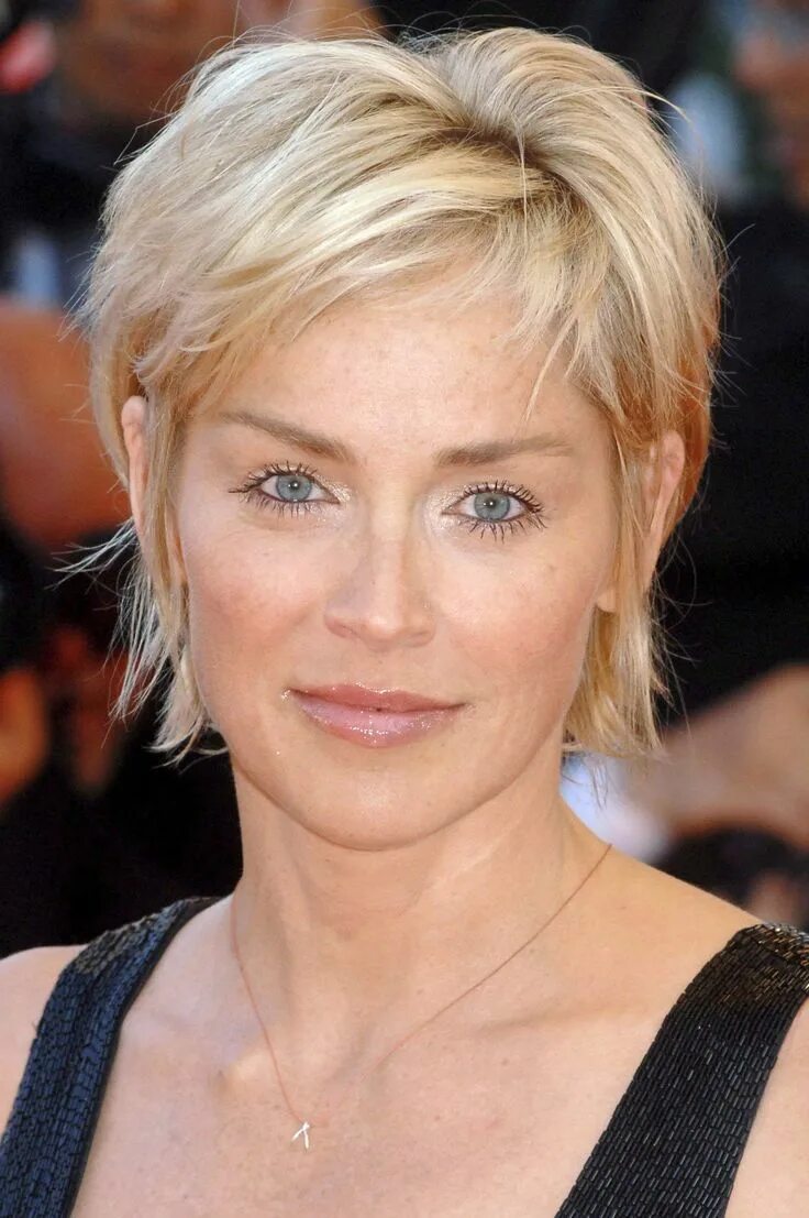 Прическа на редкие короткие волосы женщине Sharon Stones Short hair styles easy, Sharon stone hairstyles, Thick hair styles