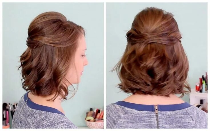 Прическа на редкие волосы до плеч Image result for mother of the bride hairstyles half up Half up hair, Short hair