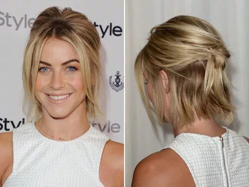 Прическа на редкие волосы до плеч Quince Hairspiration: Hot Half-Up Styles! Short hair updo, Julianne hough short 