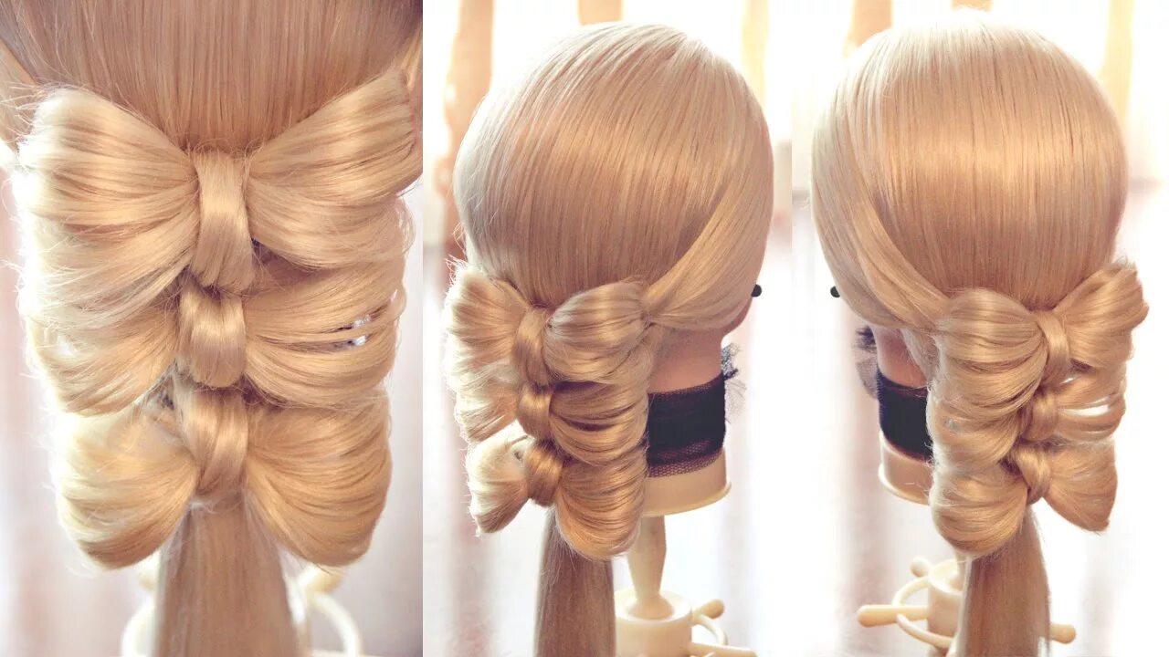 Прическа на резинках на длинные Три бантика Авторские причёски Лена Роговая Hairstyles by REM Copyright © #hairs