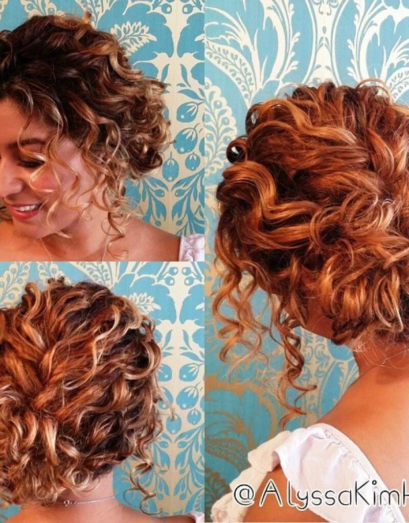 Прическа на средние кудрявые волосы для женщины half up hairstyles for short curly hair Curly hair up, Short hair updo, Short we