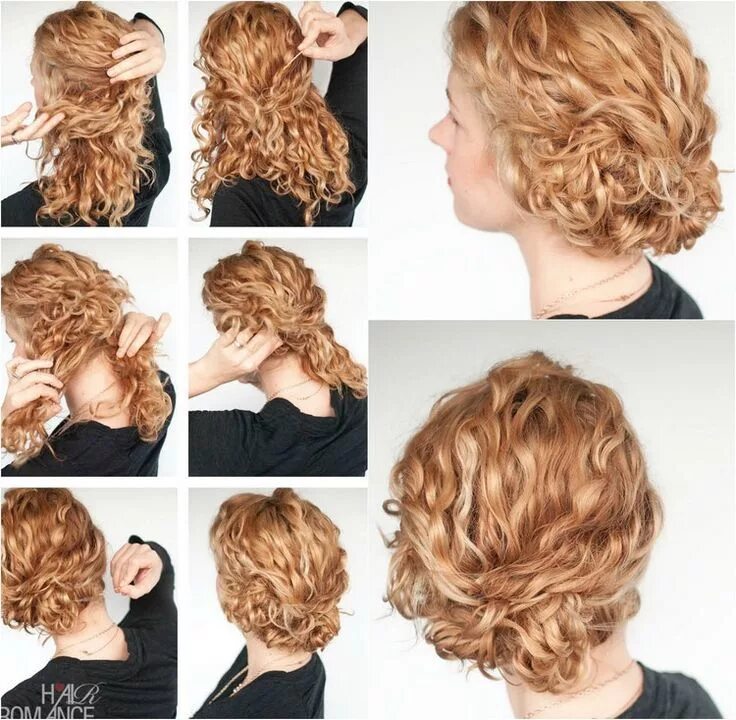 Прическа на средние кудрявые волосы простые Frisuren mit Naturlocken: Hochsteckfrisuren für Locken zum Nachmachen Coiffure c