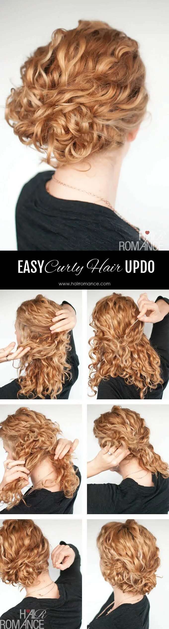 Прическа на средние кудрявые волосы простые Super easy updo hairstyle tutorial for curly hair - Hair Romance Curly hair up, 