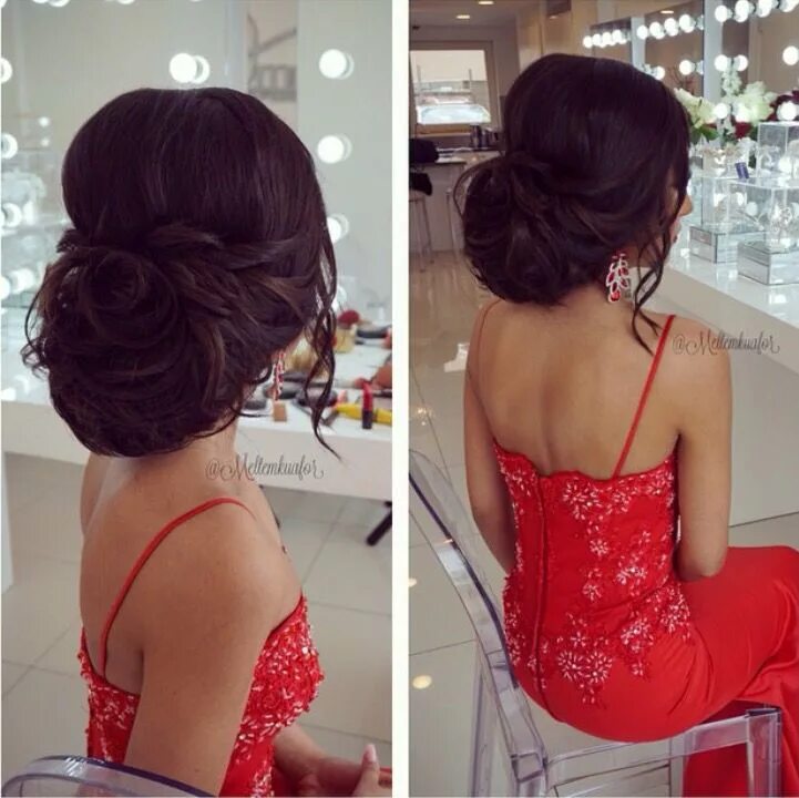 Прическа на средние под платье Elegant loose updo Wedding hair inspiration, Dry long hair, Wedding hair and mak