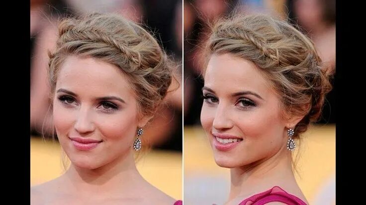 Прическа на средние русые Dianna Agron Updo Hairstyles Simple prom hair, Hair styles, Homecoming hairstyle