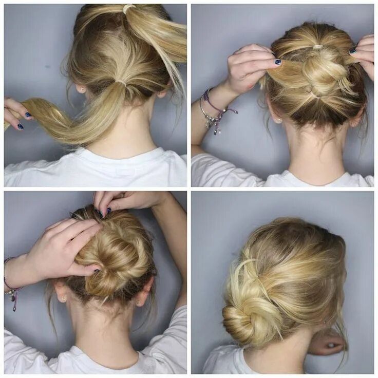 Прическа на средние тонкие волосы быстро 4 ways to wear 'should have been washed 3 days ago' hair Fine hair updo, Bun hai