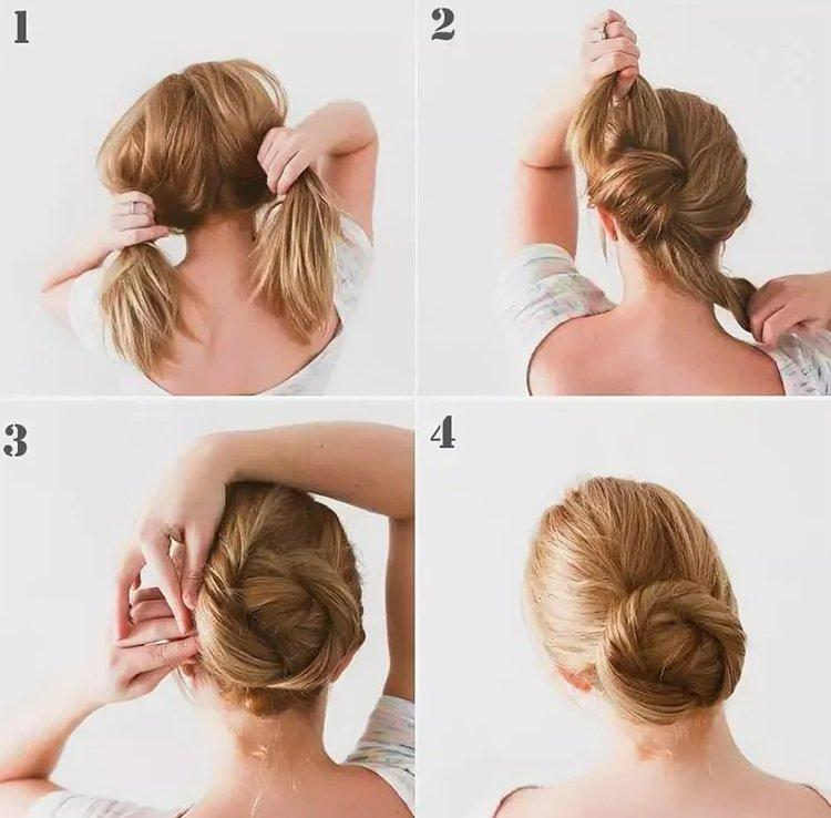 Прическа на средние волосы быстро пошагово Самый простой пучок Diy wedding hair, Hair styles, Wedding hairstyles for long h