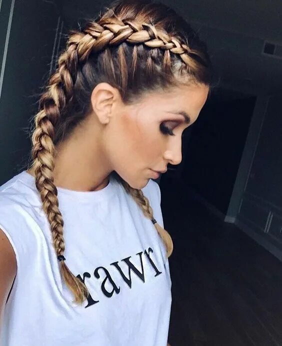 Прическа на средние волосы две косички Pin on Hairstyle New braided hairstyles, Long hair styles, Hair