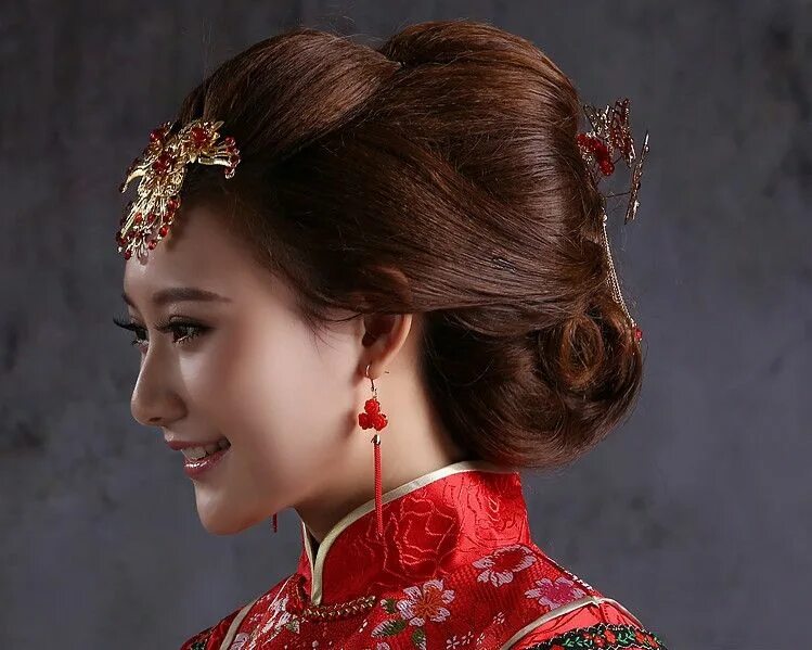 Прическа на средние волосы китайская Chinese Wedding Hair Accessory Bridal Heirpain