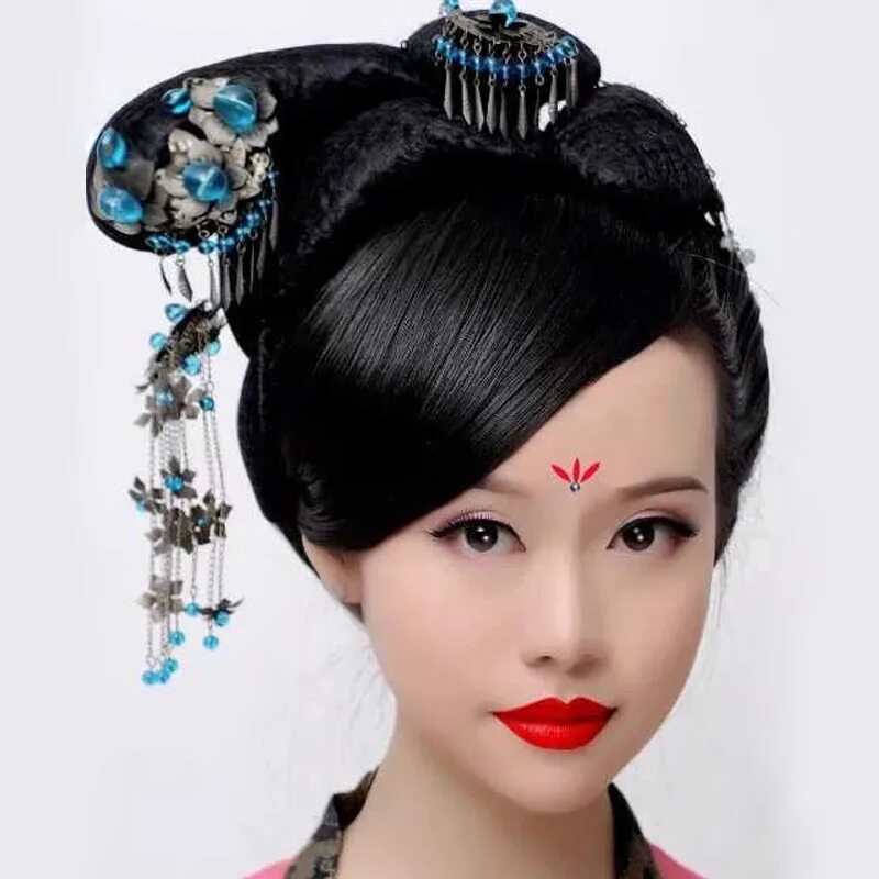 Прическа на средние волосы китайская Ancient China Girl Hair Styling Wig Pictorial Photography Movie Wig Props Women 