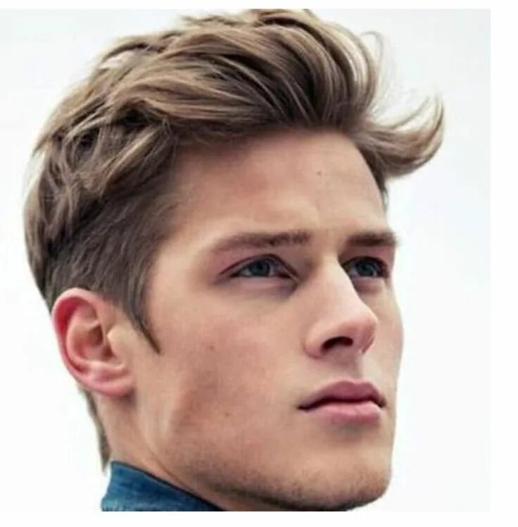 Middle Natural Straight Side Swept Fringes Men's Hairstyle Lace Front Human Wigs