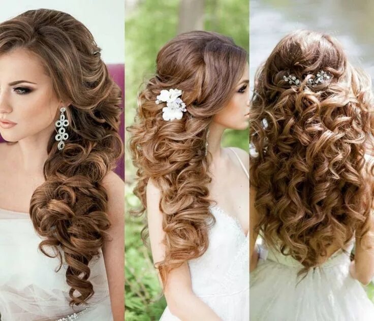 Прическа на средние волосы на праздник локоны Image result for bride curly hair Brautjungfern frisuren, Frisuren, Frisuren für