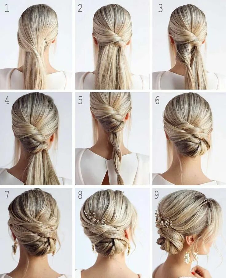 Прическа на средние волосы простые и красивые Easy DIY Wedding Hairstyles for Long Hair