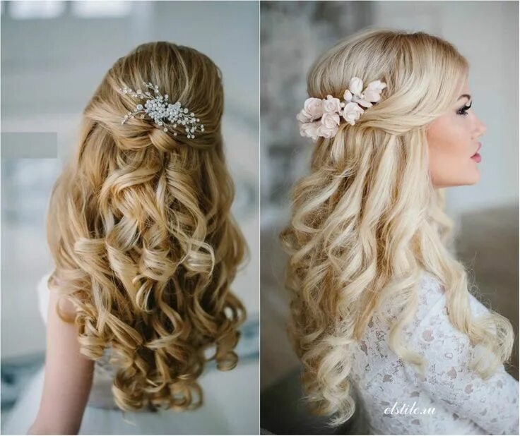 Прическа на средние волосы распущенные Pin by Bethany Kelso on Wedding Wedding hair half, Wedding hairstyles half up ha