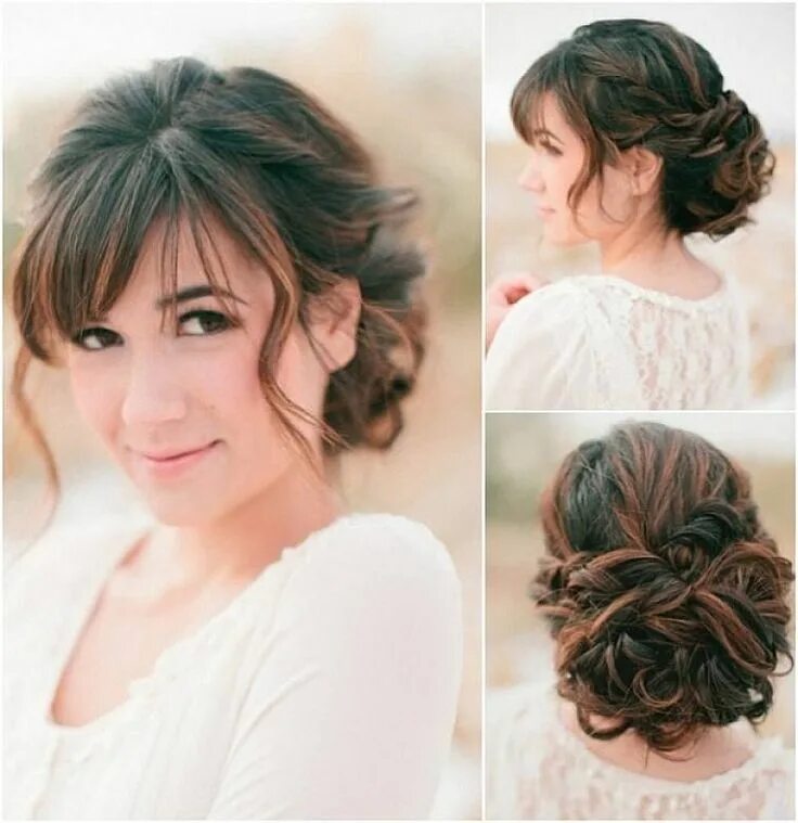 Прическа на средние волосы с челкой Loading... Wavy wedding hair, Hairstyles with bangs, Wedding hairstyles updo