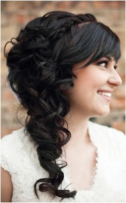 Прическа на средние волосы с челкой локоны 50 Gorgeous Wedding Hairstyles For Long Hair Wavy wedding hair, Wedding hairstyl