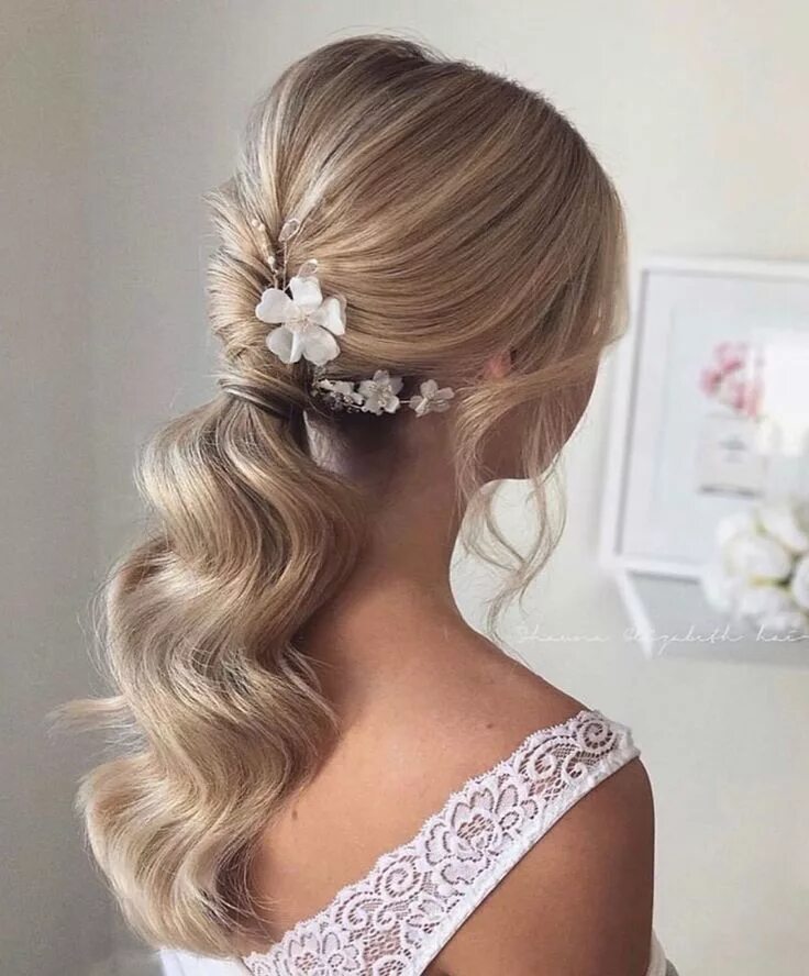 Прическа на свадьбу 2024 хвост #Bridal #HairStyle #Wedding #GelinSaç #Braut #Frisur Tail hairstyle, Long hair s