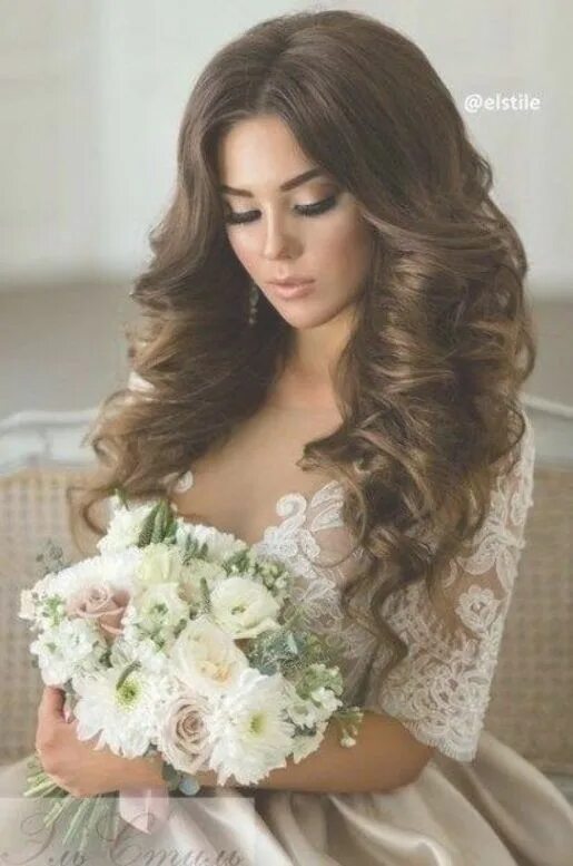 Прическа на свадьбу длинные локоны Pin en vintage wedding hairstyle