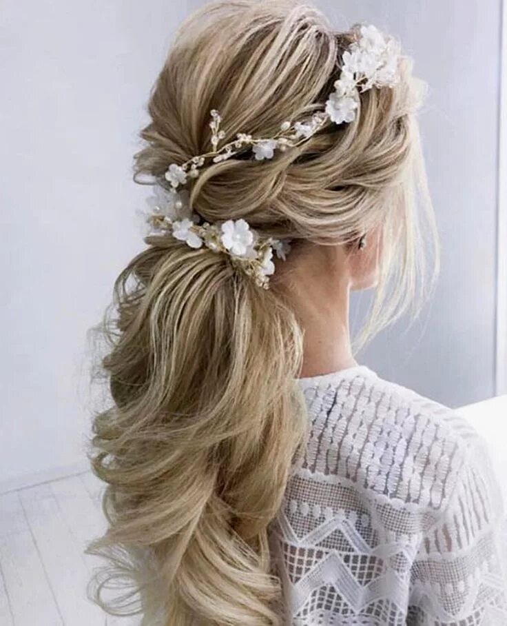 Прическа на свадьбу на длинные волосы Flower and Pearl Hair Vine Extra Long Hair Vine Bridal Hair Vine Wedding Hair Vi