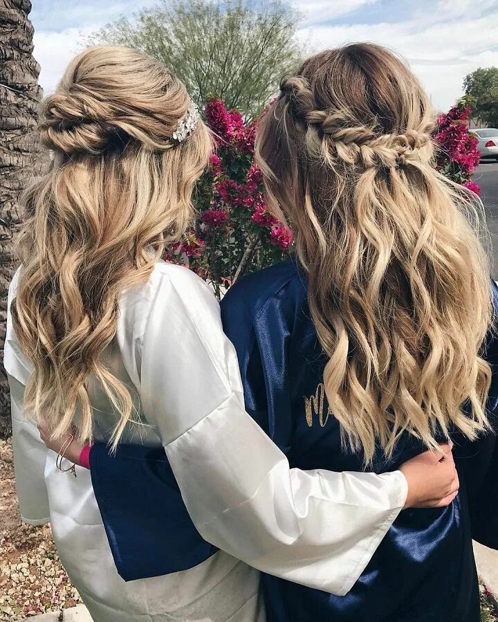 Прическа на свадьбу на длинные волосы подружке Beautiful Half up and half down hairstyles for romantic brides Down hairstyles, 