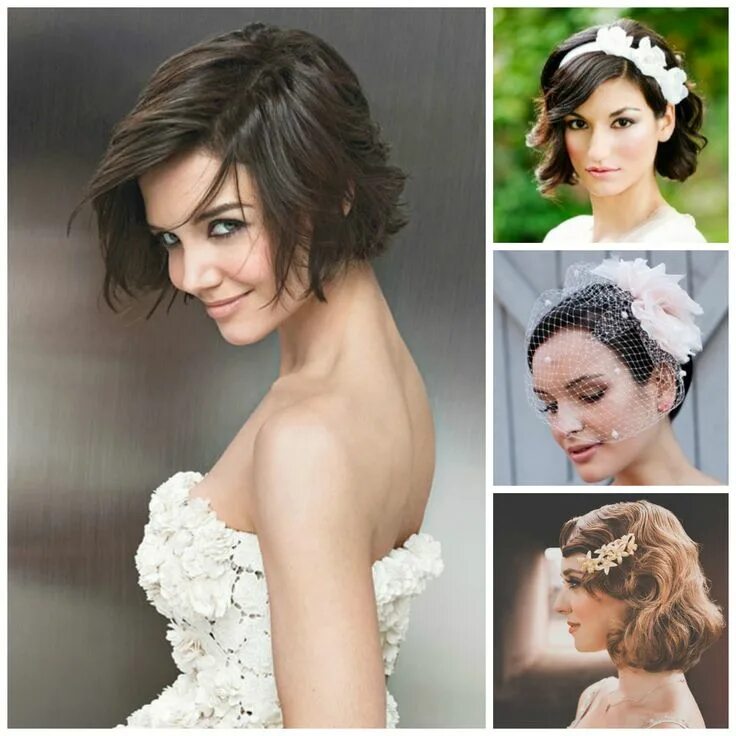 Прическа на свадьбу на короткие Wedding inspiration: Wedding short hairstyle Three Sunbeams Short wedding hair, 