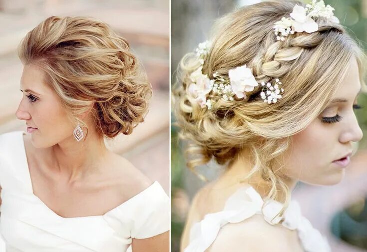 Прическа на свадьбу на средние Photo inspiration from OneWed Coiffure mariée, Coiffure demoiselle d'honneur, Co