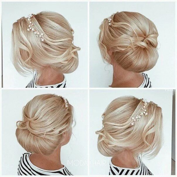 Прическа на свадьбу простая на средние Прически Стрижки Short wedding hair, Wedding hair inspiration, Wedding hairstyle