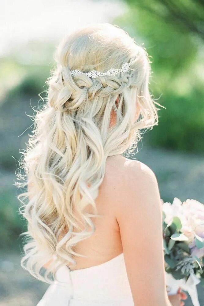 Прическа на светлых волосах 57 Half-Up, Half-Down Wedding Hairstyles: Top Looks + Expert Tips Wedding hairst