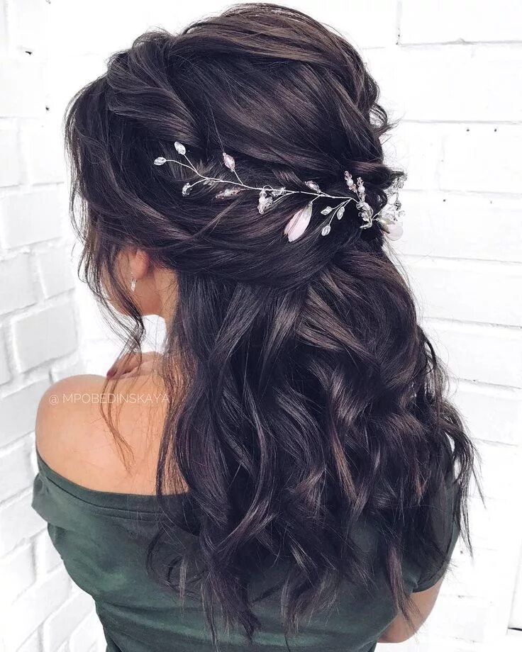 Прическа на темные волосы средней длины 58 Hottest Long Wedding Hairstyles And Updos From Instagram Wedding hair down, S