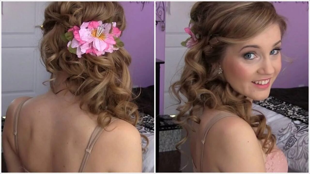 Прическа на выпускной на среднюю Prom Hairstyles - YouTube