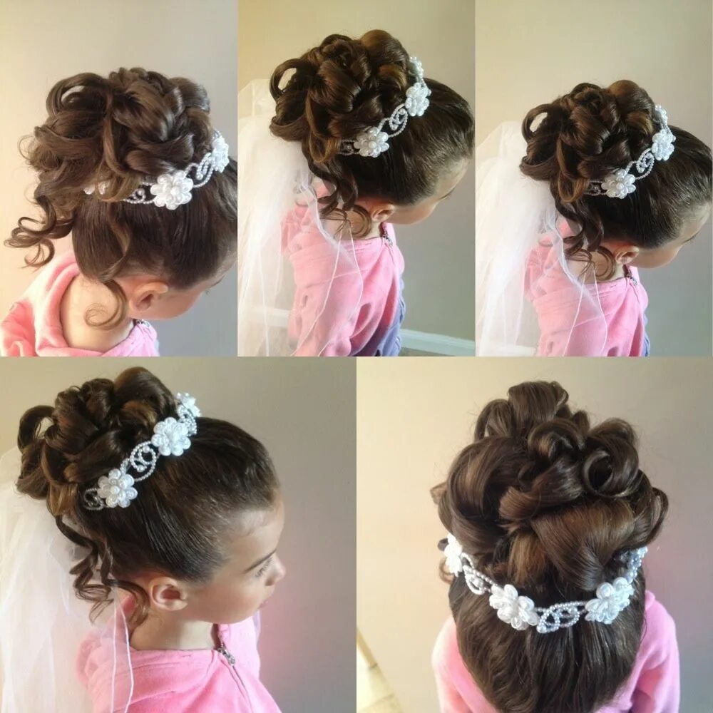 Прическа на выпускной в детский Communion hairstyles, First communion hairstyles, Girl hair dos