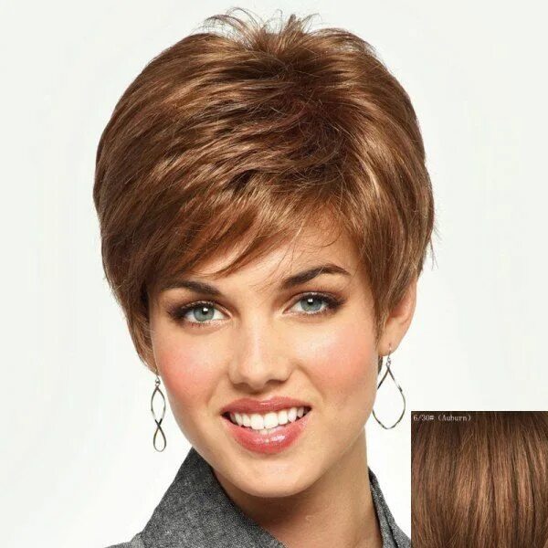 Прическа на жесткие волосы женские Towheaded Simple Human Hair Short Side Bang Fashion Spiffy Straight Capless Wig 