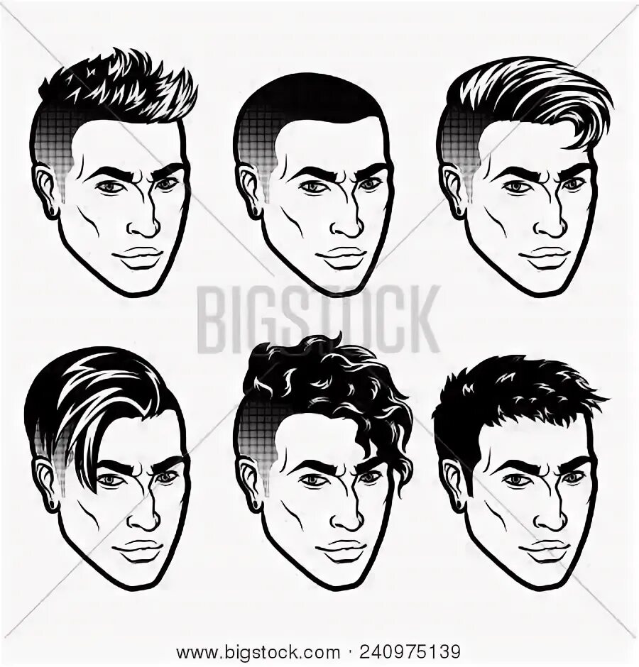 Прическа набор мужская Set Vector Men Face Vector & Photo (Free Trial) Bigstock