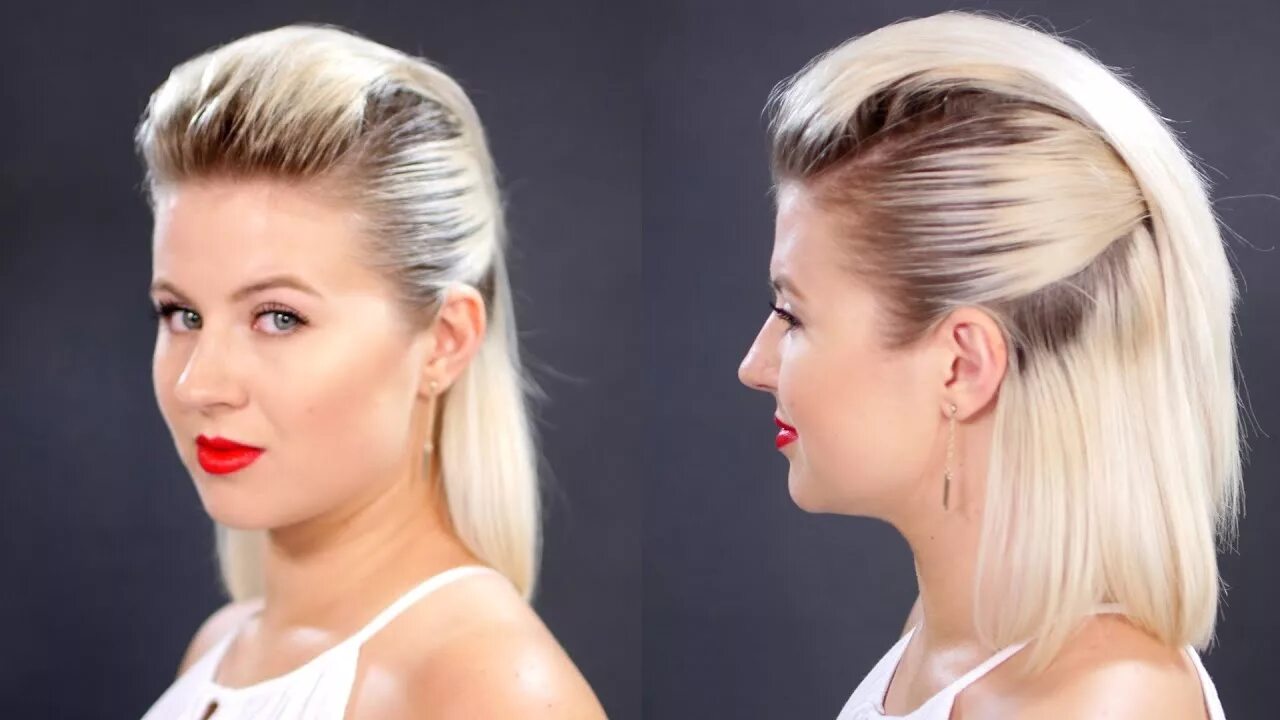 Прическа начес на каре Slicked Back Hair For Short Hair Tutorial Milabu - YouTube