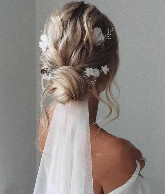 Прическа невесты 2024 длинные волосы Flower Hair Pins Bridal Hair Pins Floral Hair Pins Bridal Hair Piece Wedding Hai