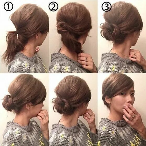 Прическа низкий пучок на короткие волосы технология 10 Updos tutorials on pinterest to Look Stunning kimono Hair styles, Long hair s