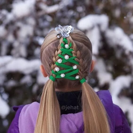 Прическа новый год длинные Cute Hairstyles for Girl Christmas hair, Holiday hairstyles, Christmas hairstyle