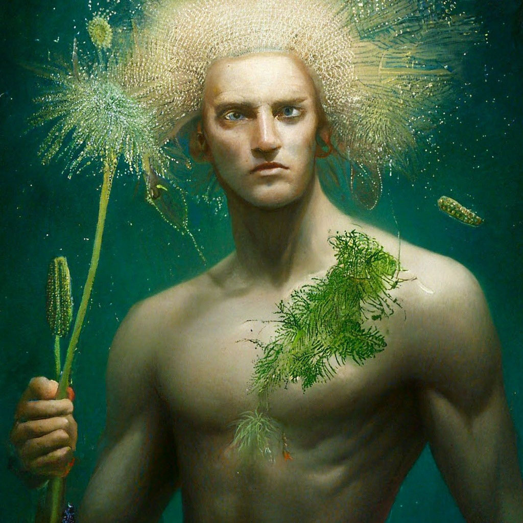 Прическа одуванчик мужская "Dandelion Man" - image created in Shedevrum