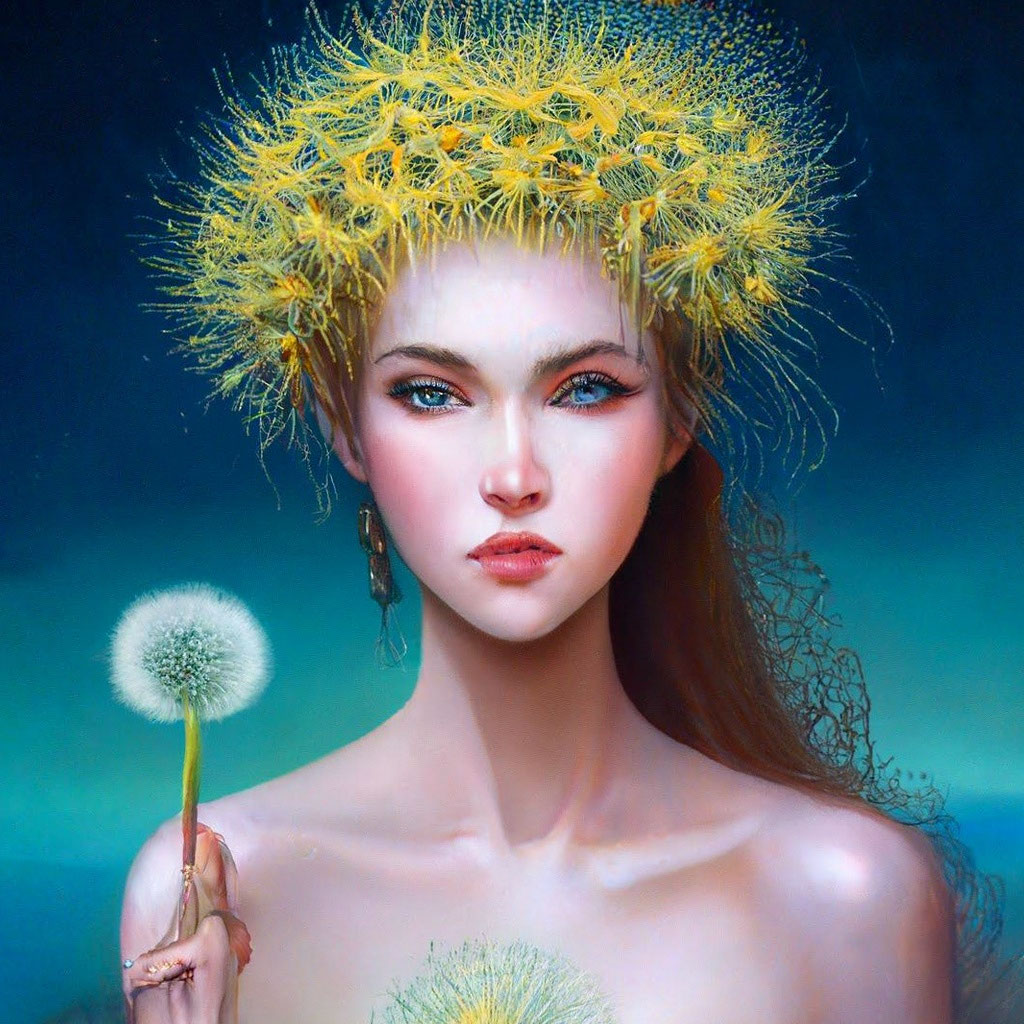 Прическа одуванчик женская "Dandelion woman" - image created in Shedevrum