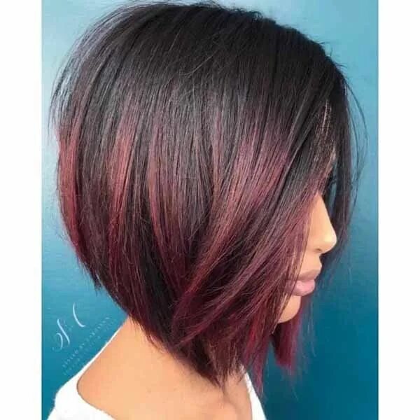 Прическа окрашивание каре Color Melting - Behindthechair.com Short red hair, Plum hair, Red hair color