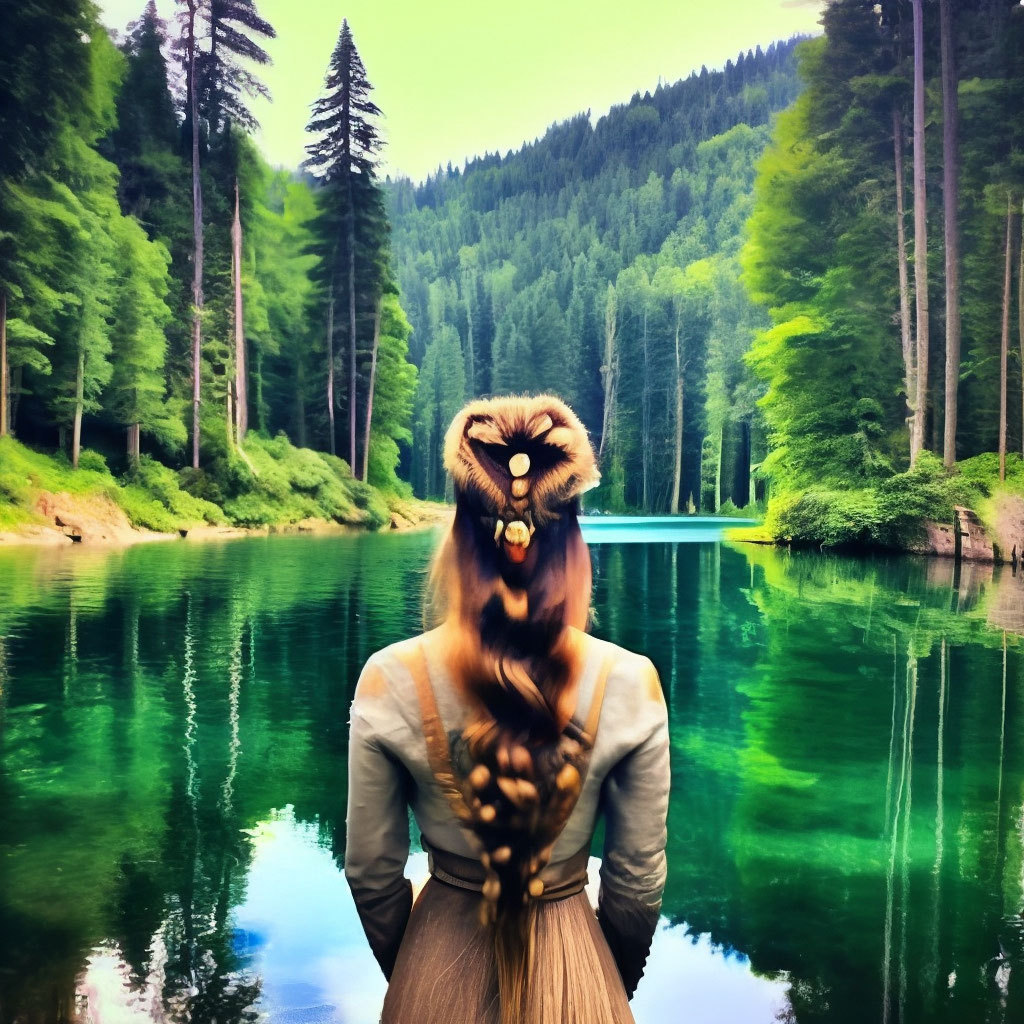 Прическа озеро "Hairstyle lake in the forest" - image created in Shedevrum