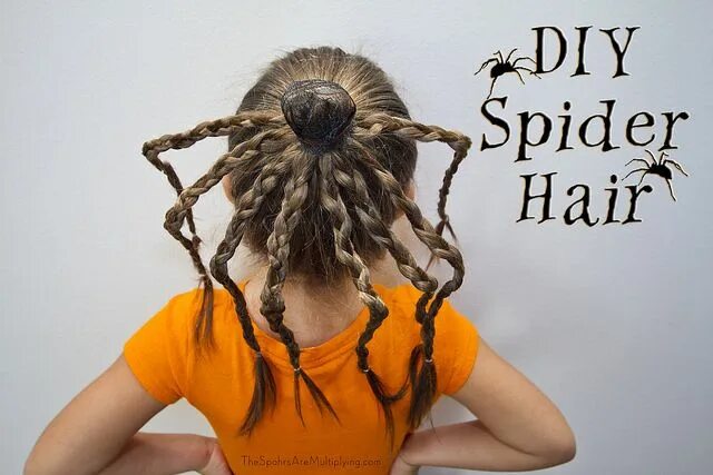 Прическа паучок для девочек DIY Spider Hair Halloween Hair, Wacky hair, Crazy hair