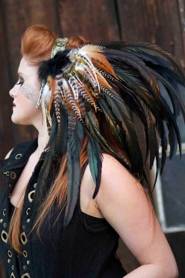 Прическа перья Crow ........ Custom Isadora Style Headdress - Feather Headdress. $220.00, via E