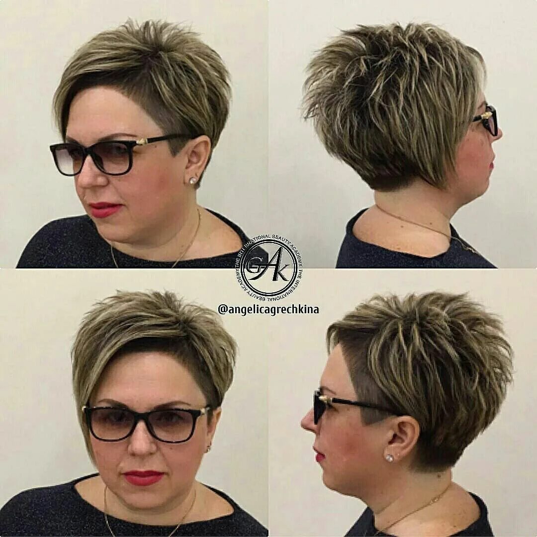 Прическа пикси фото для полных Модные стрижки и прически 2019 фото Funky short hair, Kim hair, Pixie bob hairst