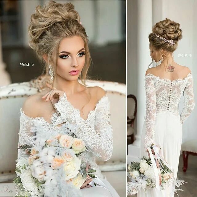 Прическа под пышное свадебное платье 2024 Pin by Елена Веженко on Стрижки и прически Wedding hair inspiration, Bride hairs